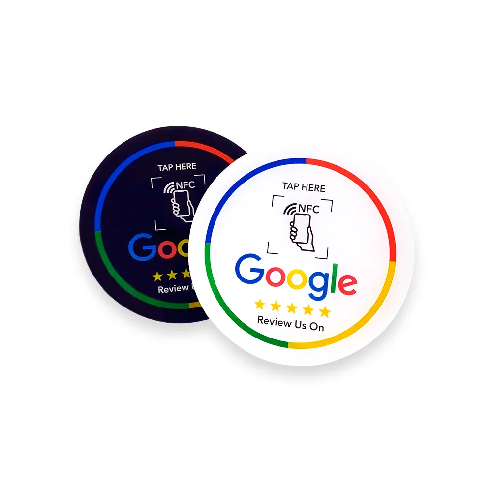 NFC Review Card Sticker – Acrylic & 3M adhesive – 213 – ∅100 mm product photograph